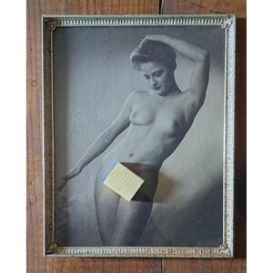 Vintage B&W Pinup Photo Nude Cheesecake Risque  Female Art Framed 12x14